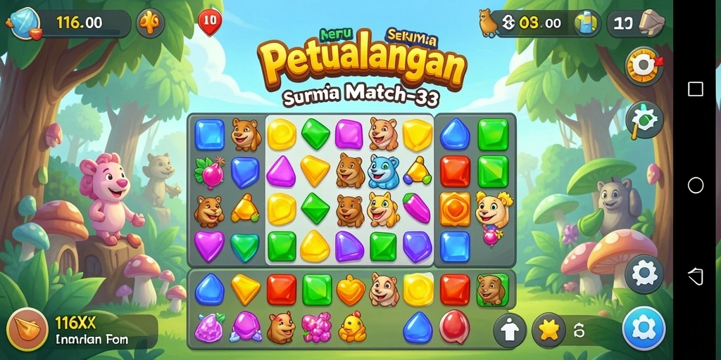 Tampilan gameplay 116X yang menarik dan penuh warna.