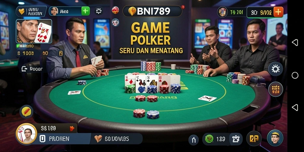 Tampilan gameplay menarik dalam game Poker BNI789 yang seru.
