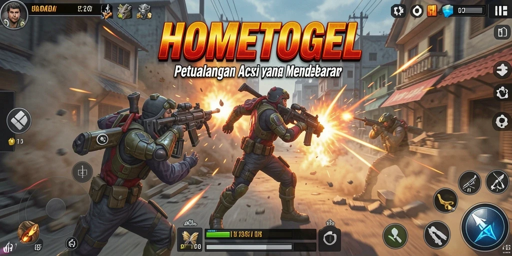 Tampilan gameplay mendebarkan dalam HOMETOGEL penuh aksi.