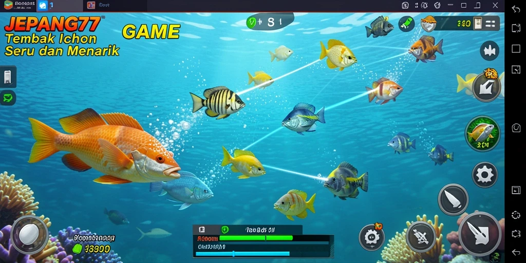 Screenshot gameplay <strong>JEPANG77</strong> yang menunjukkan aksi menangkap ikan.