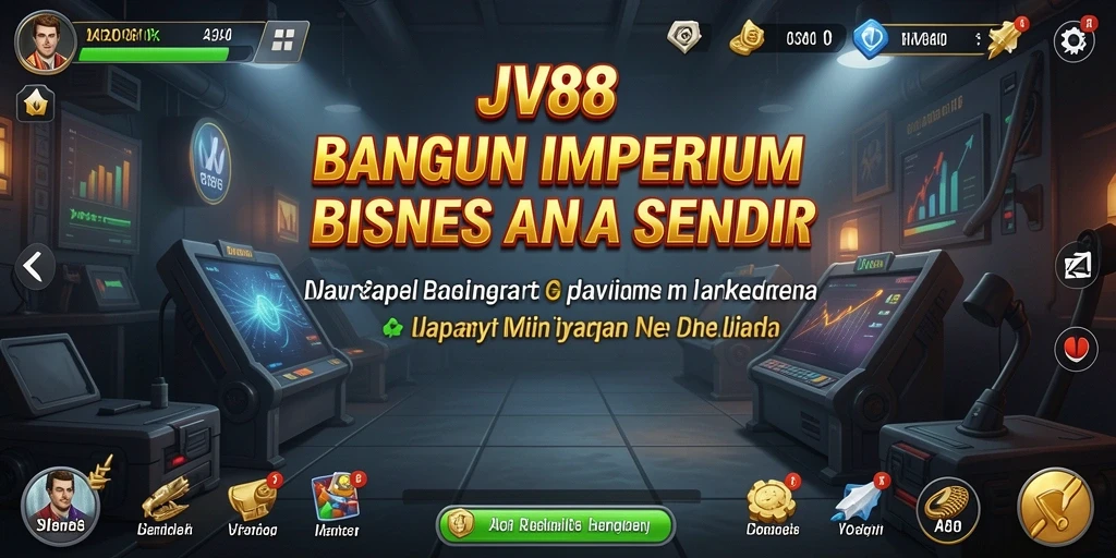 Tampilan gameplay JV88 dengan strategi bisnis yang seru.