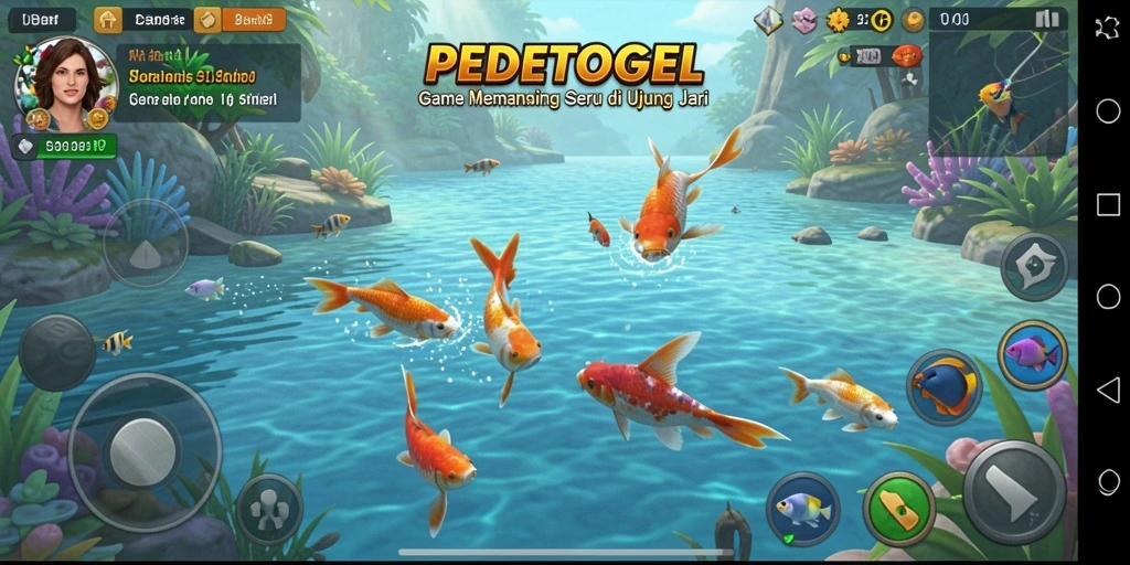 Tampilan gameplay PEDETOGEL yang menampilkan pengalaman memancing yang realistis.