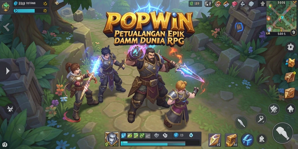 Tampilan gameplay seru dari <strong>POPWIN</strong> dalam dunia RPG yang penuh petualangan.