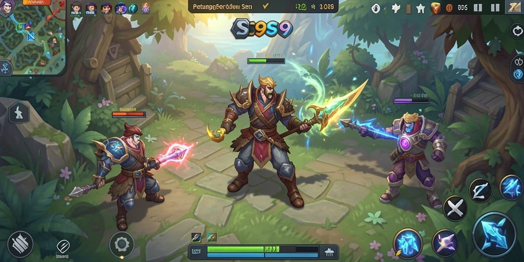 Tampilan dinamis dari gameplay S9S9 dengan pertempuran epik.