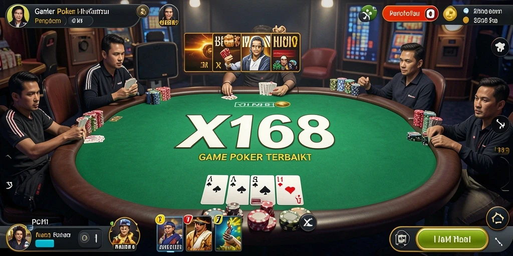 Screenshot gameplay X168 yang menampilkan keseruan permainan poker.